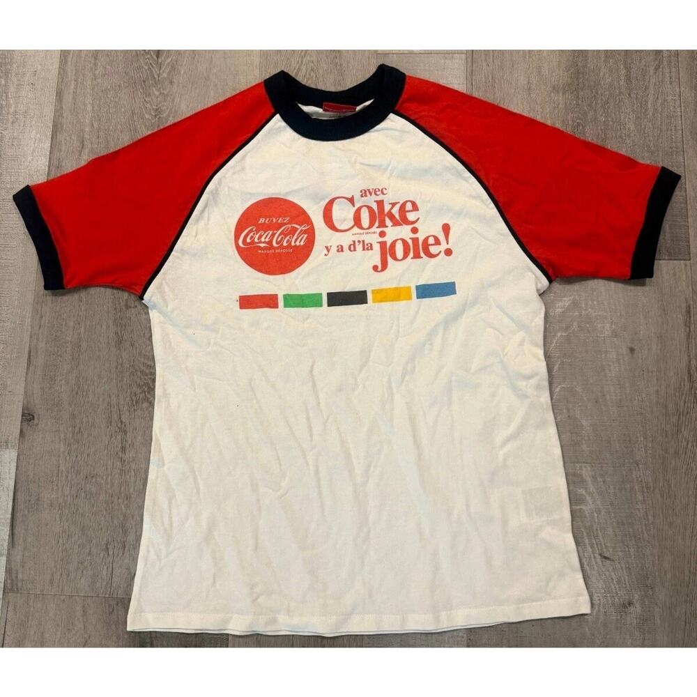 Coca Cola T Shirt Womens XS White Red Graphic Short Sleeve Crew Neck Pullover